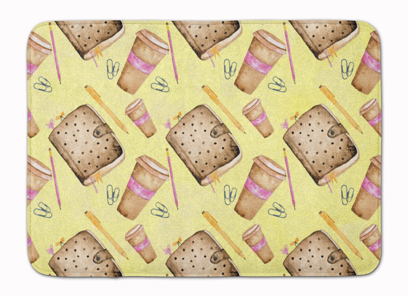 Watercolor Coffee and Journal Machine Washable Memory Foam Mat BB7537RUG - the-store.com