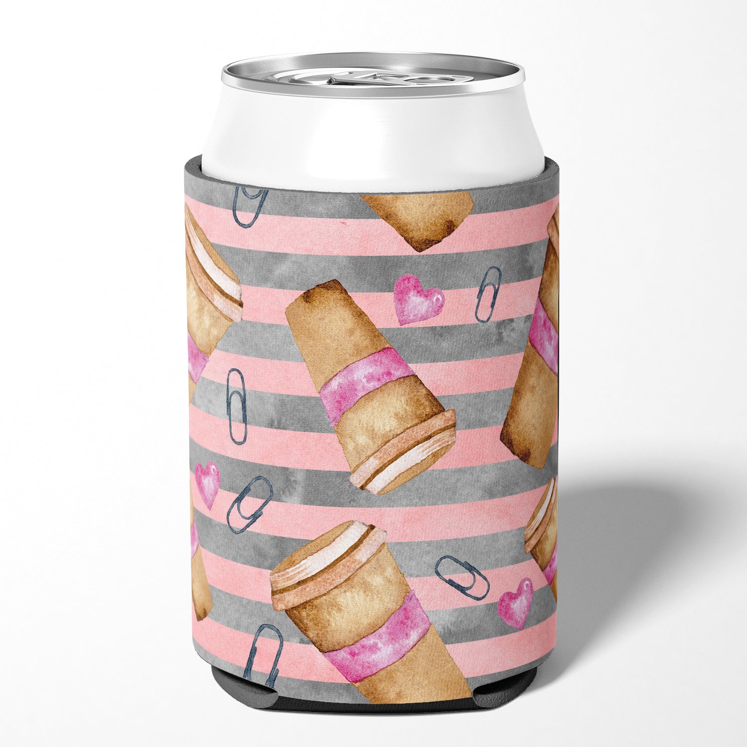 Watercolor Coffee and Paper Clips Can or Bottle Hugger BB7538CC
