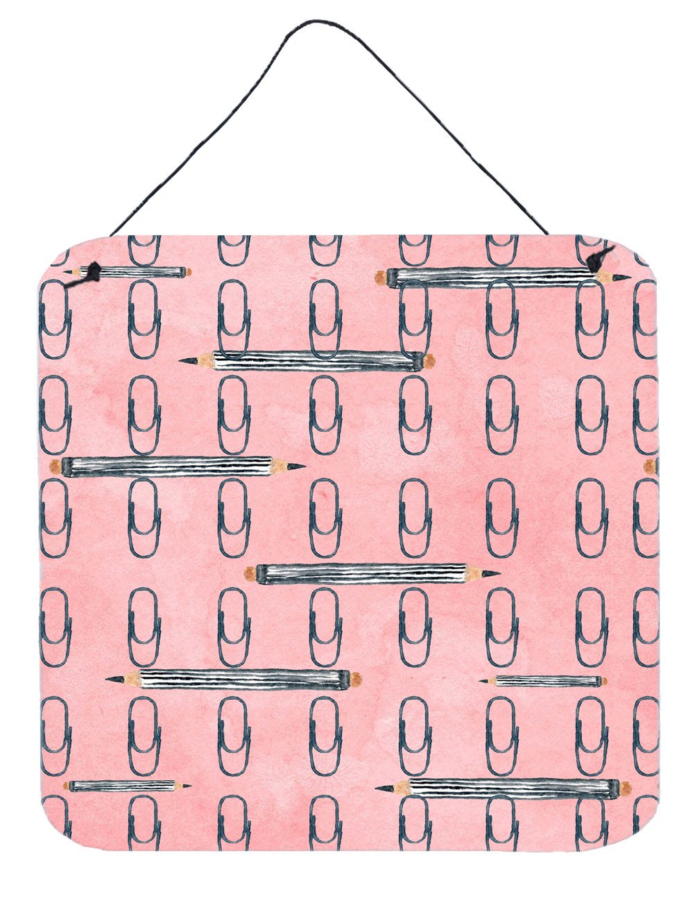 Watercolor Organized Paper Clips Pink Wall or Door Hanging Prints BB7539DS66 by Caroline&#39;s Treasures