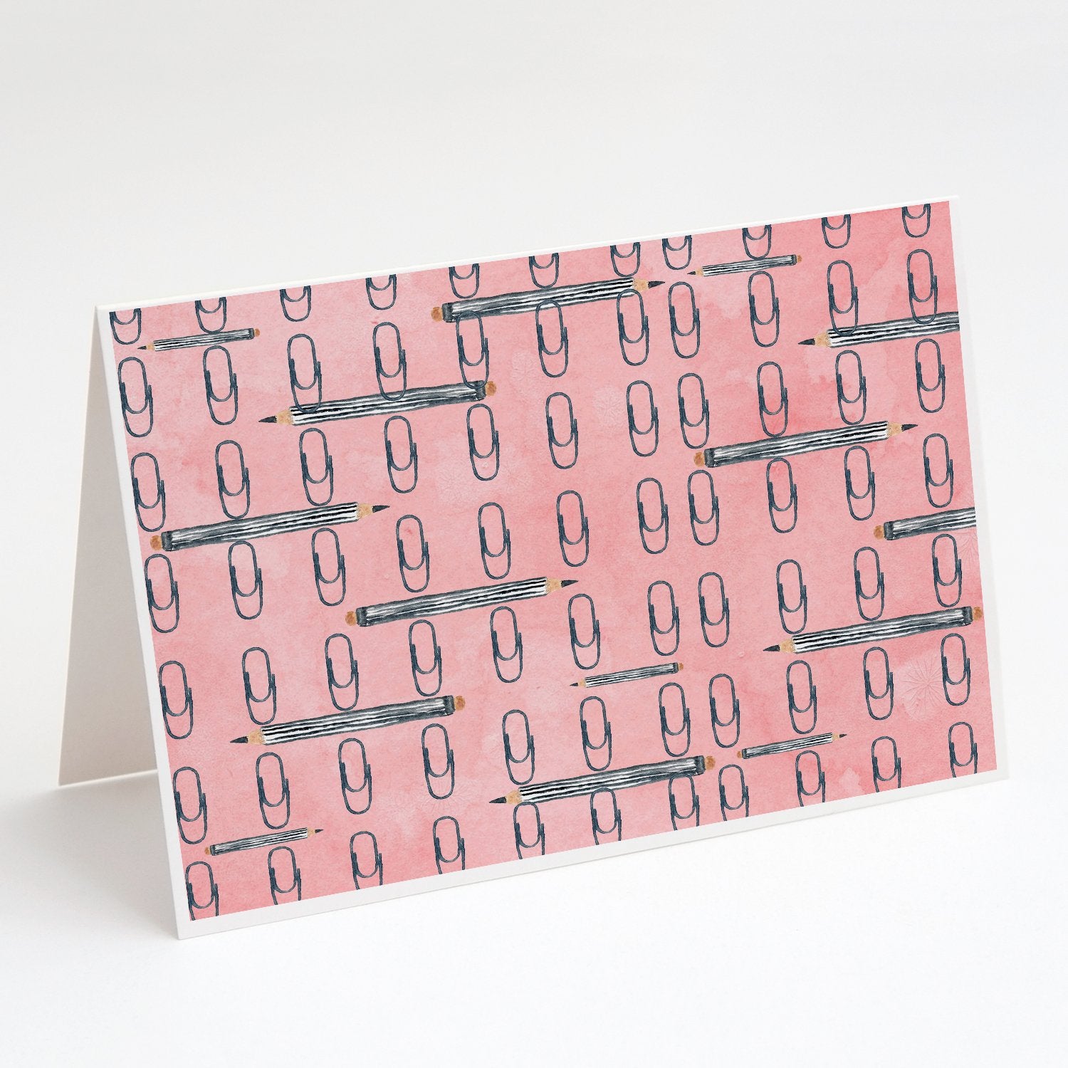 Buy this Watercolor Organized Paper Clips Pink Greeting Cards and Envelopes Pack of 8