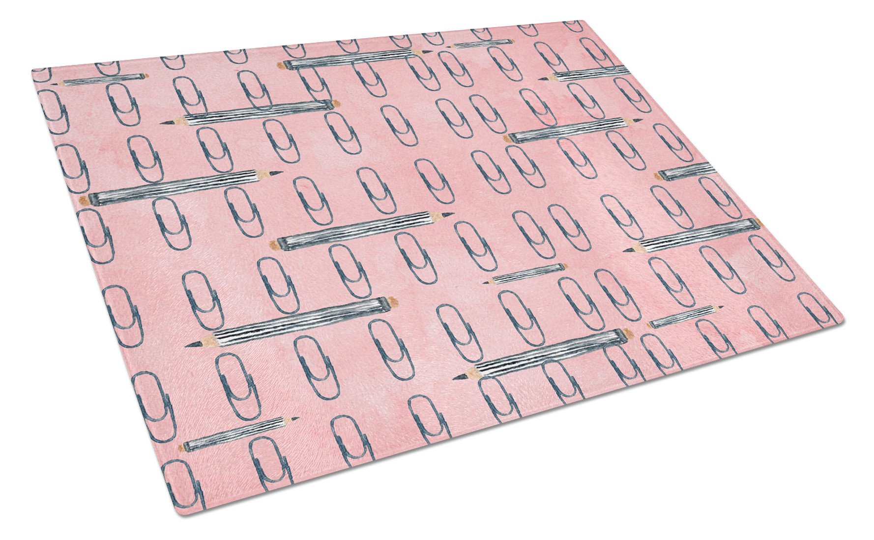 Watercolor Organized Paper Clips Pink Glass Cutting Board Large BB7539LCB by Caroline's Treasures