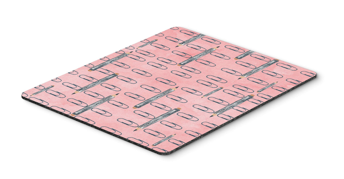 Watercolor Organized Paper Clips Pink Mouse Pad, Hot Pad or Trivet BB7539MP by Caroline&#39;s Treasures
