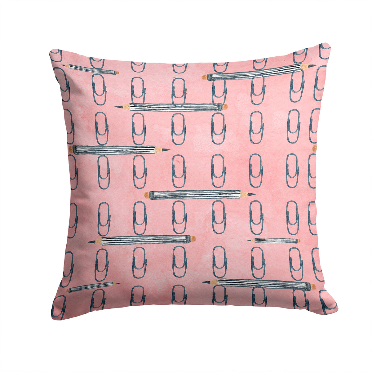 Watercolor Organized Paper Clips Pink Fabric Decorative Pillow BB7539PW1414 - the-store.com