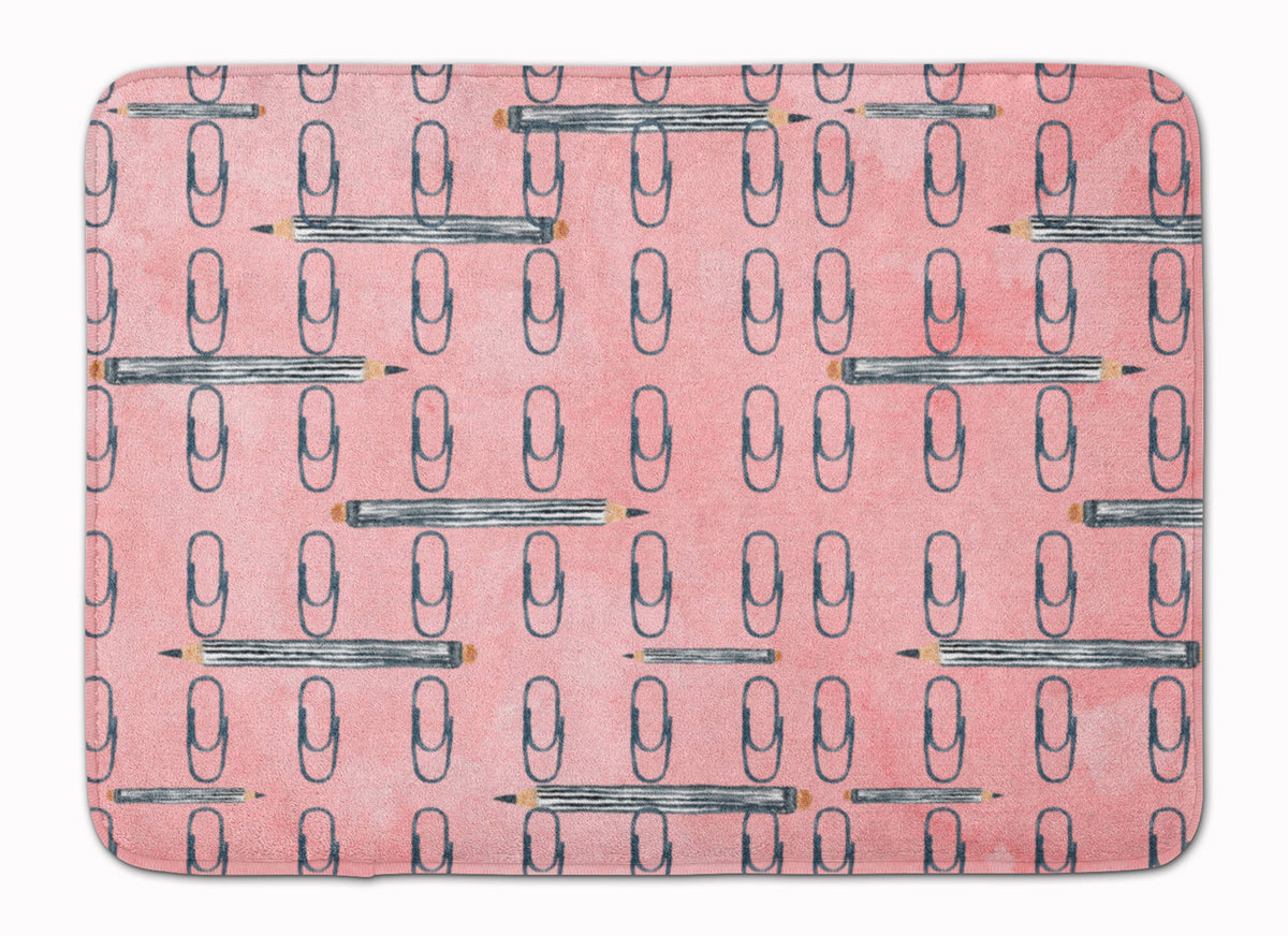 Watercolor Organized Paper Clips Pink Machine Washable Memory Foam Mat BB7539RUG - the-store.com