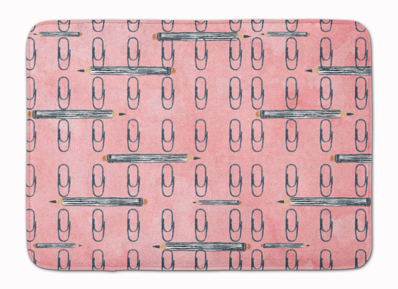 Watercolor Organized Paper Clips Pink Machine Washable Memory Foam Mat BB7539RUG - the-store.com