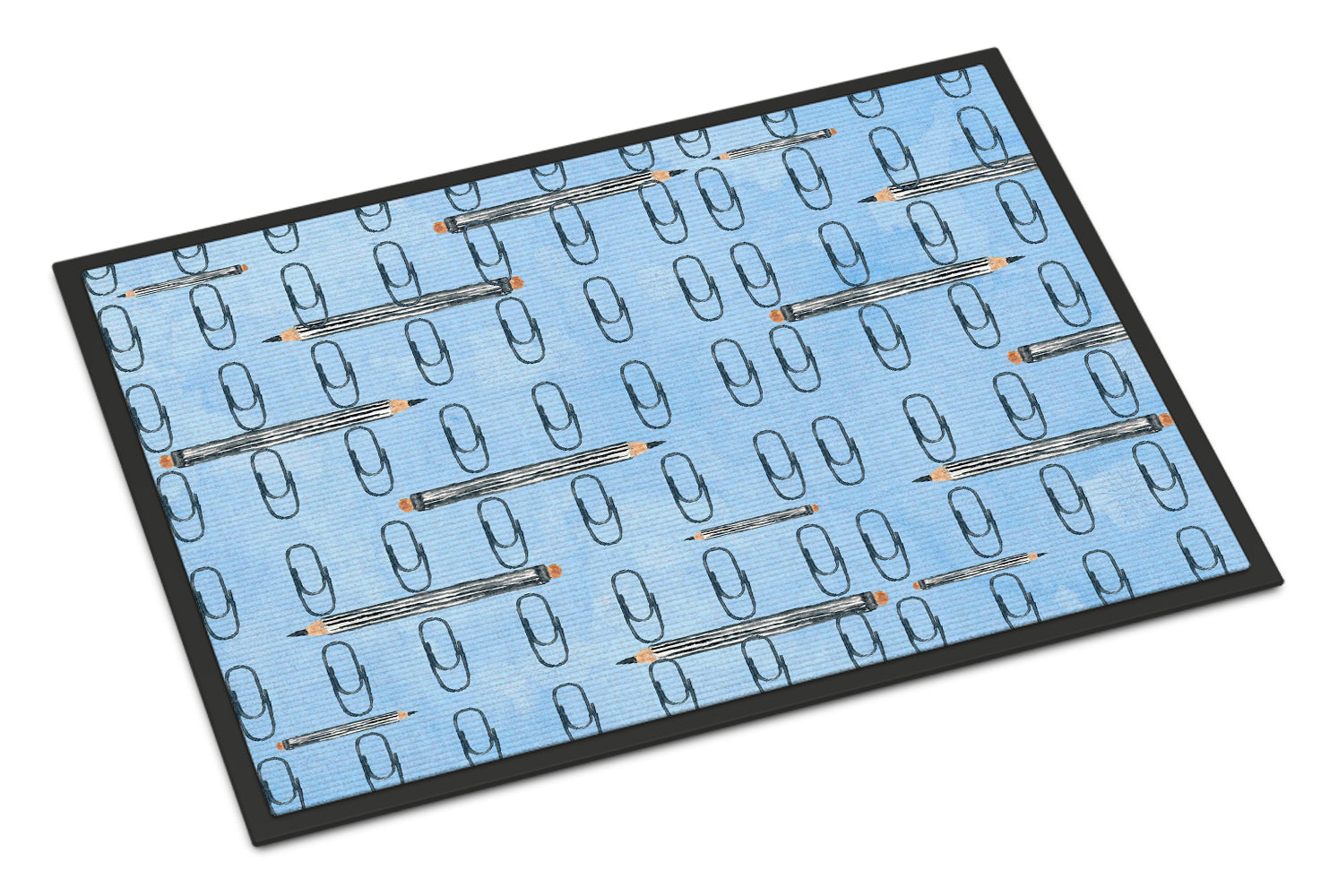 Watercolor Organized Paper Clips Blue Indoor or Outdoor Mat 18x27 BB7540MAT - the-store.com