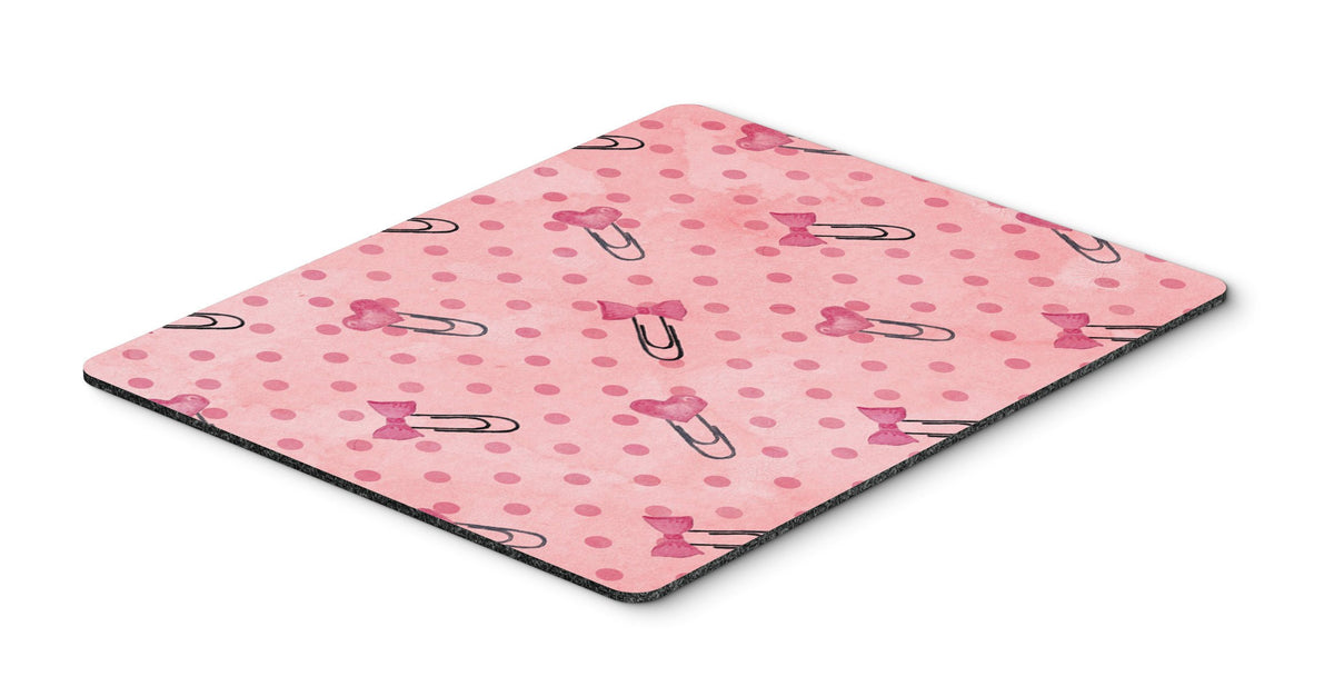 Watercolor Paper Clips and Polkadots Pink Mouse Pad, Hot Pad or Trivet BB7543MP by Caroline&#39;s Treasures