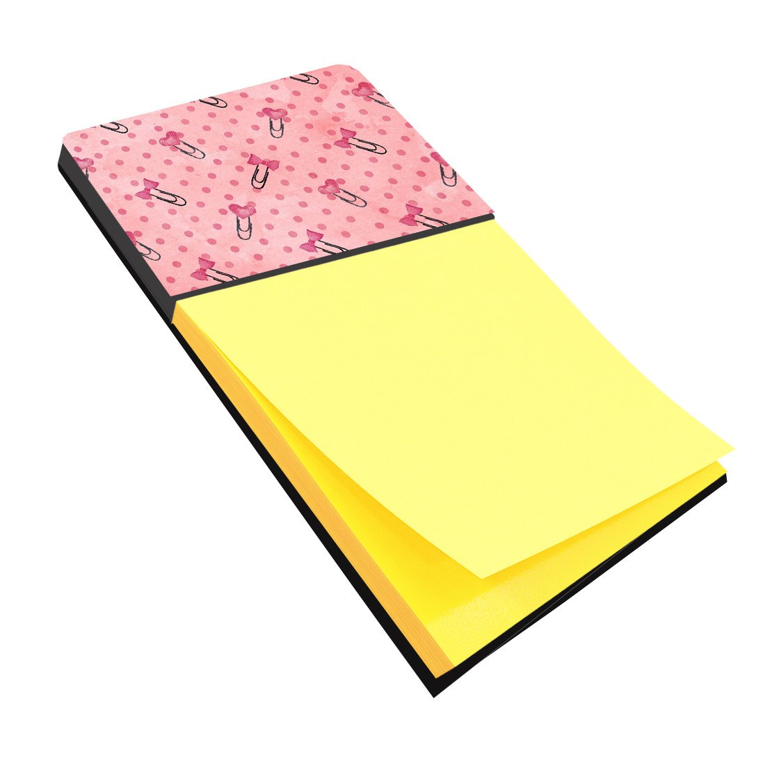 Watercolor Paper Clips and Polkadots Pink Sticky Note Holder BB7543SN by Caroline's Treasures