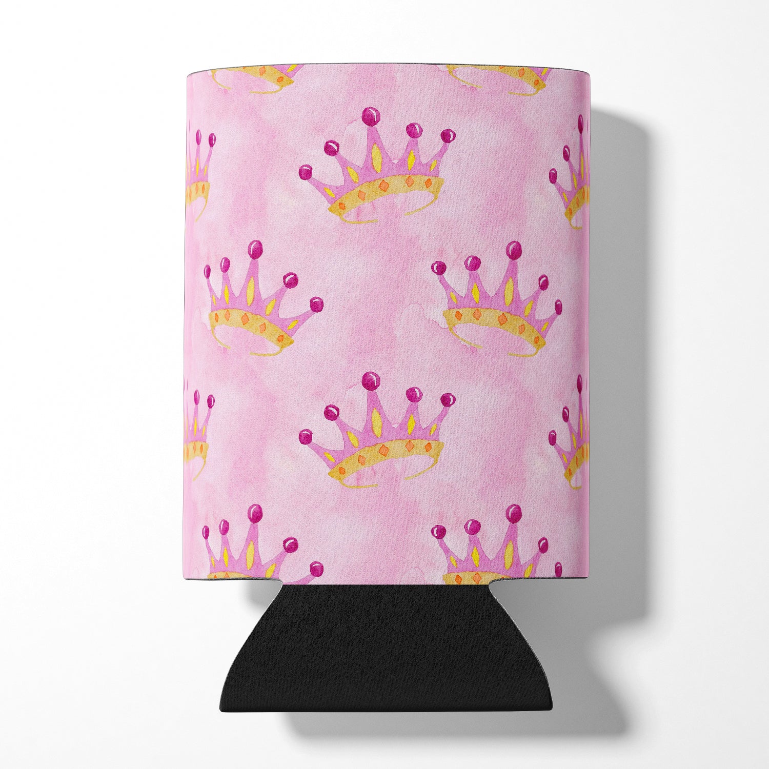 Watercolor Princess Crown on Pink Can or Bottle Hugger BB7546CC