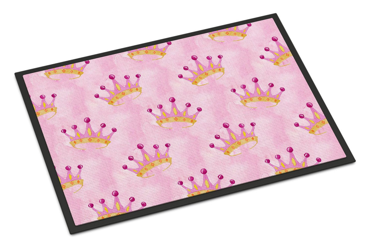 Watercolor Princess Crown on Pink Indoor or Outdoor Mat 24x36 BB7546JMAT by Caroline&#39;s Treasures