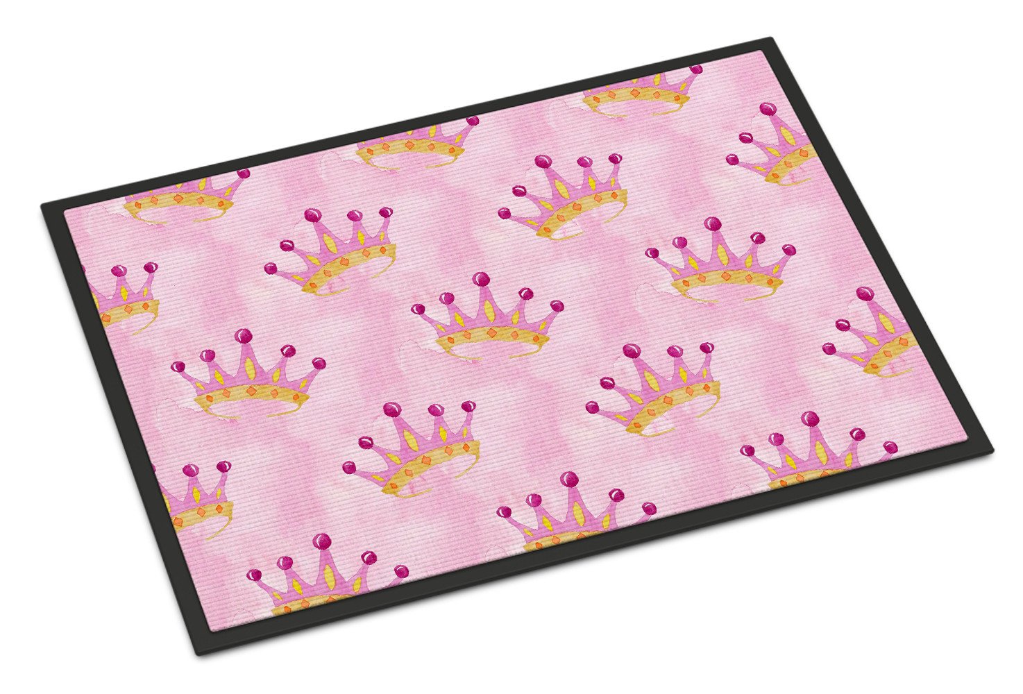 Watercolor Princess Crown on Pink Indoor or Outdoor Mat 24x36 BB7546JMAT by Caroline's Treasures