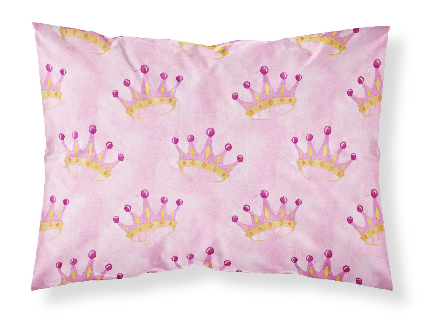 Watercolor Princess Crown on Pink Fabric Standard Pillowcase BB7546PILLOWCASE by Caroline's Treasures