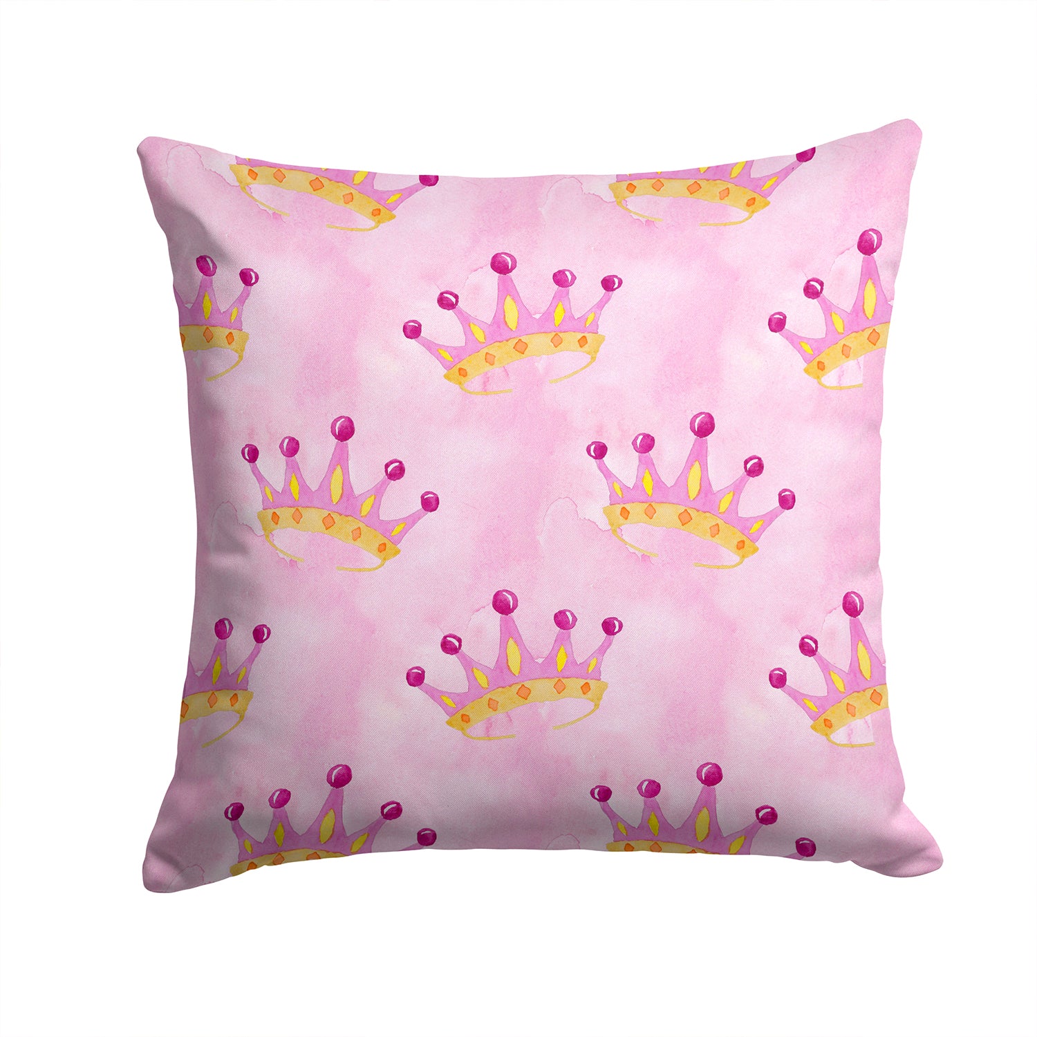 Watercolor Princess Crown on Pink Fabric Decorative Pillow BB7546PW1414 - the-store.com