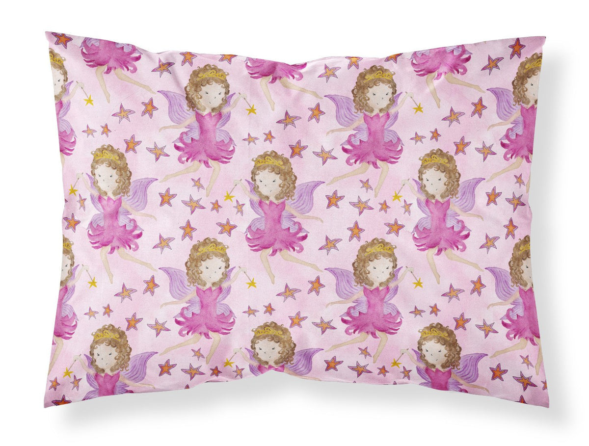 Watercolor Fairy Princess on Pink Fabric Standard Pillowcase BB7547PILLOWCASE by Caroline&#39;s Treasures