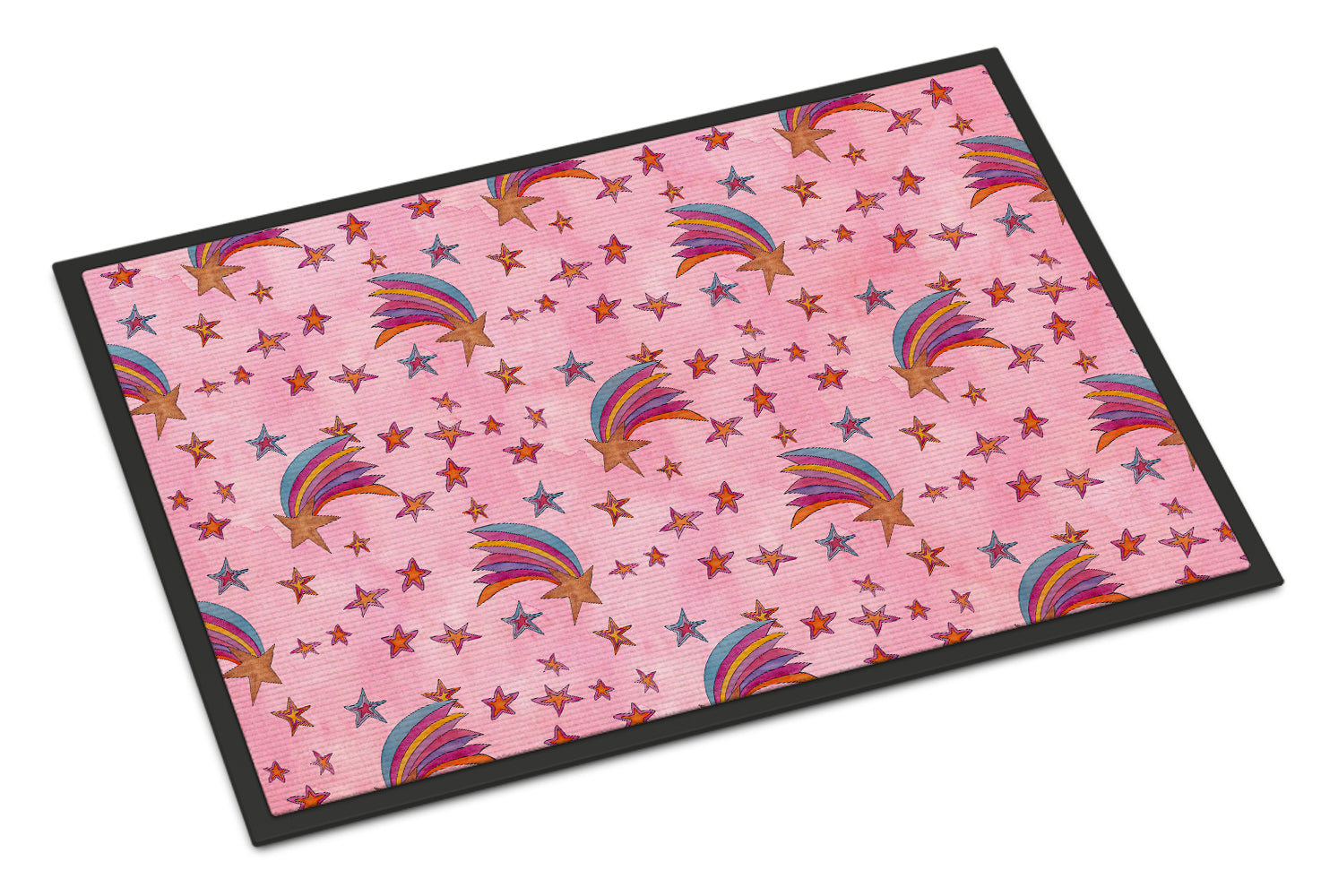 Watercolor Shooting Stars on Pink Indoor or Outdoor Mat 18x27 BB7548MAT - the-store.com