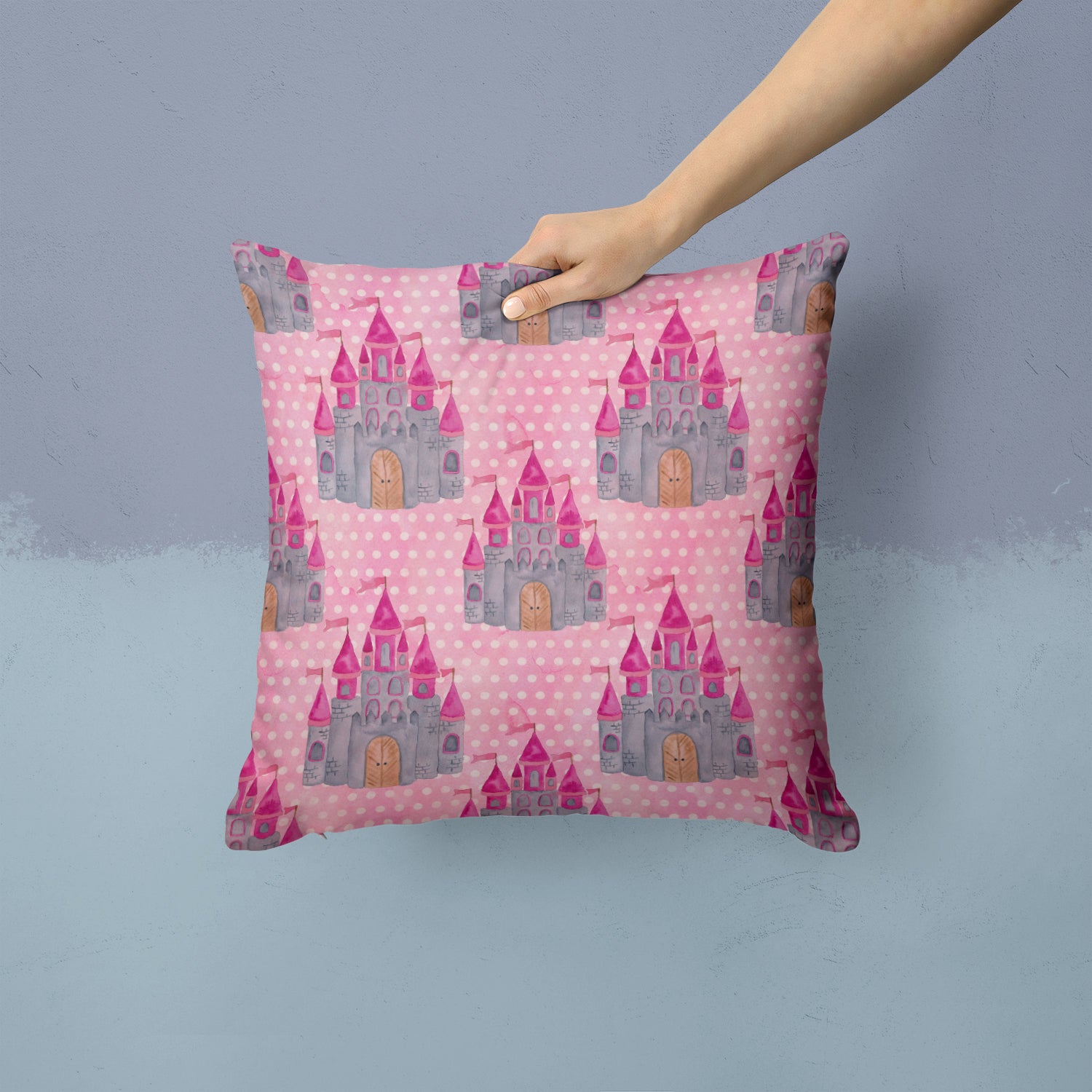Watercolor Princess Castle Fabric Decorative Pillow BB7549PW1414 - the-store.com