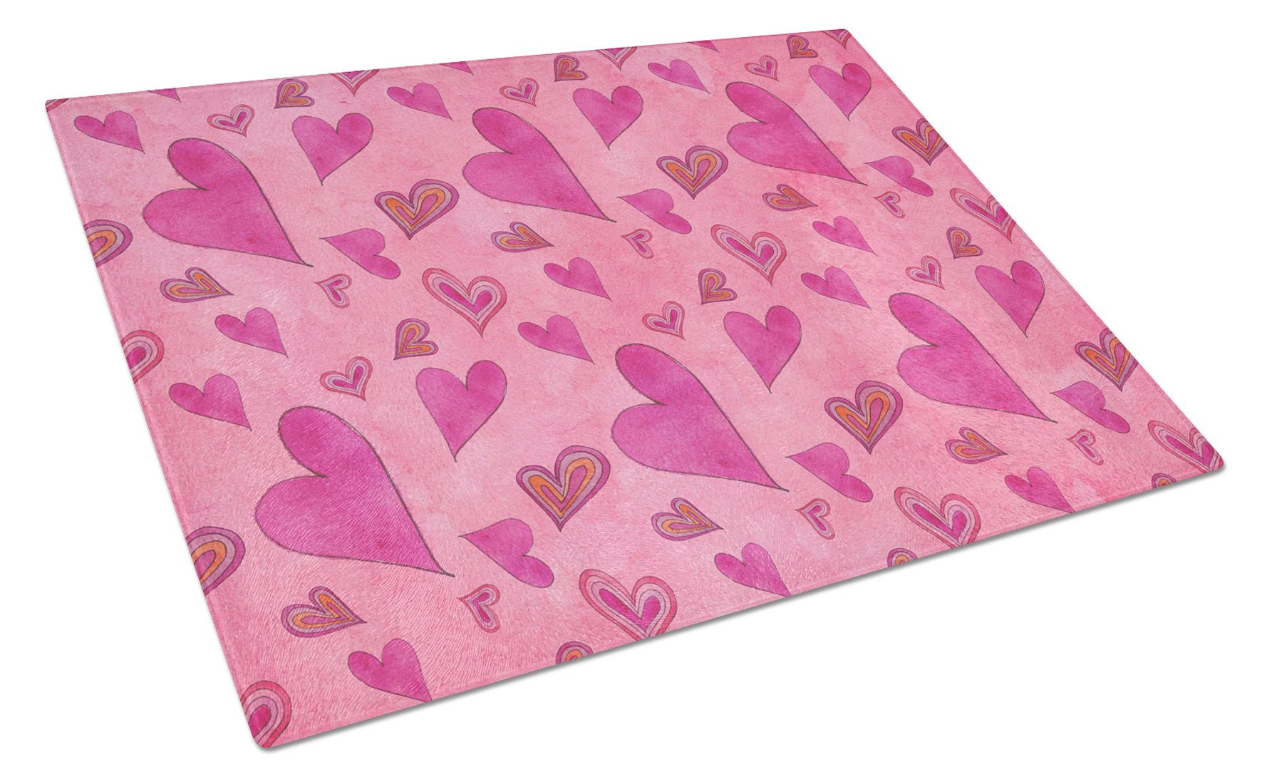Watercolor Love and Hearts Glass Cutting Board Large BB7550LCB by Caroline's Treasures