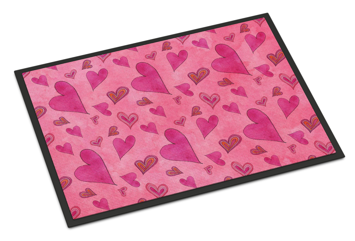 Watercolor Love and Hearts Indoor or Outdoor Mat 18x27 BB7550MAT - the-store.com
