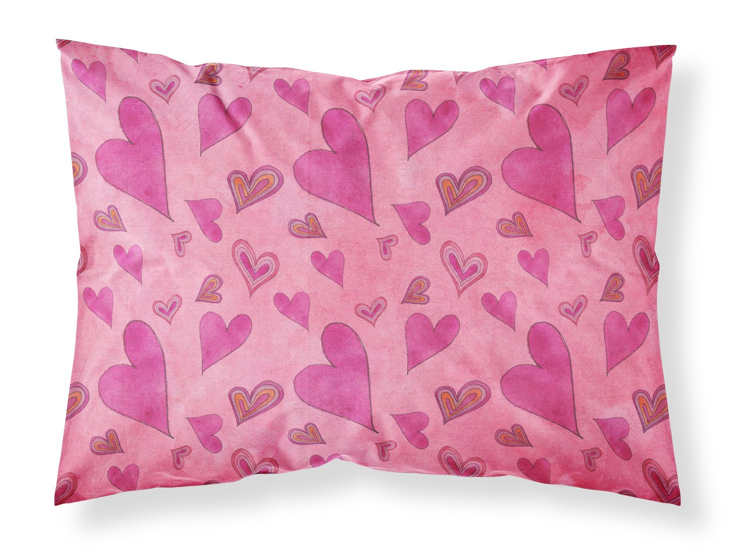Watercolor Love and Hearts Fabric Standard Pillowcase BB7550PILLOWCASE by Caroline's Treasures