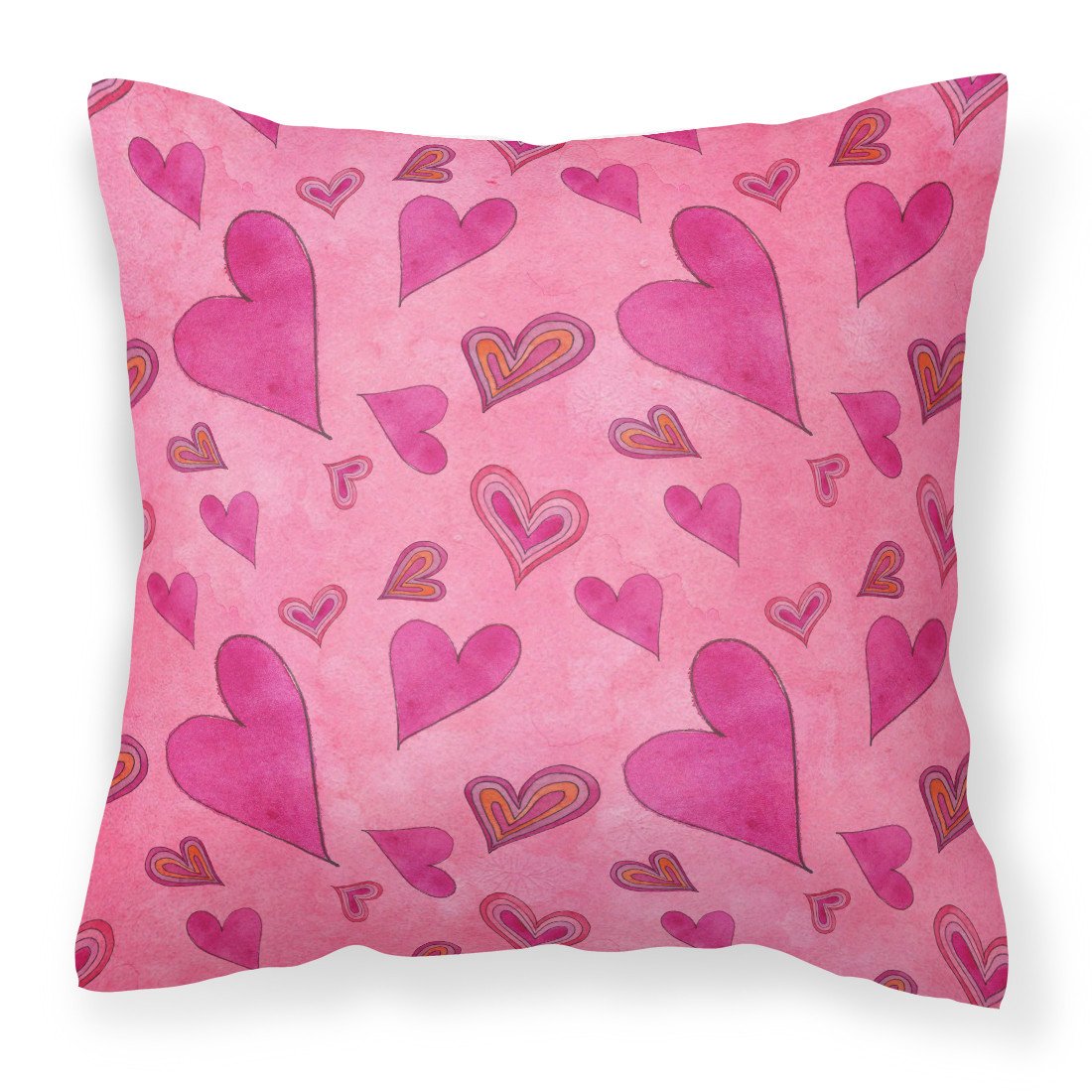 Watercolor Love and Hearts Fabric Decorative Pillow BB7550PW1818 by Caroline's Treasures