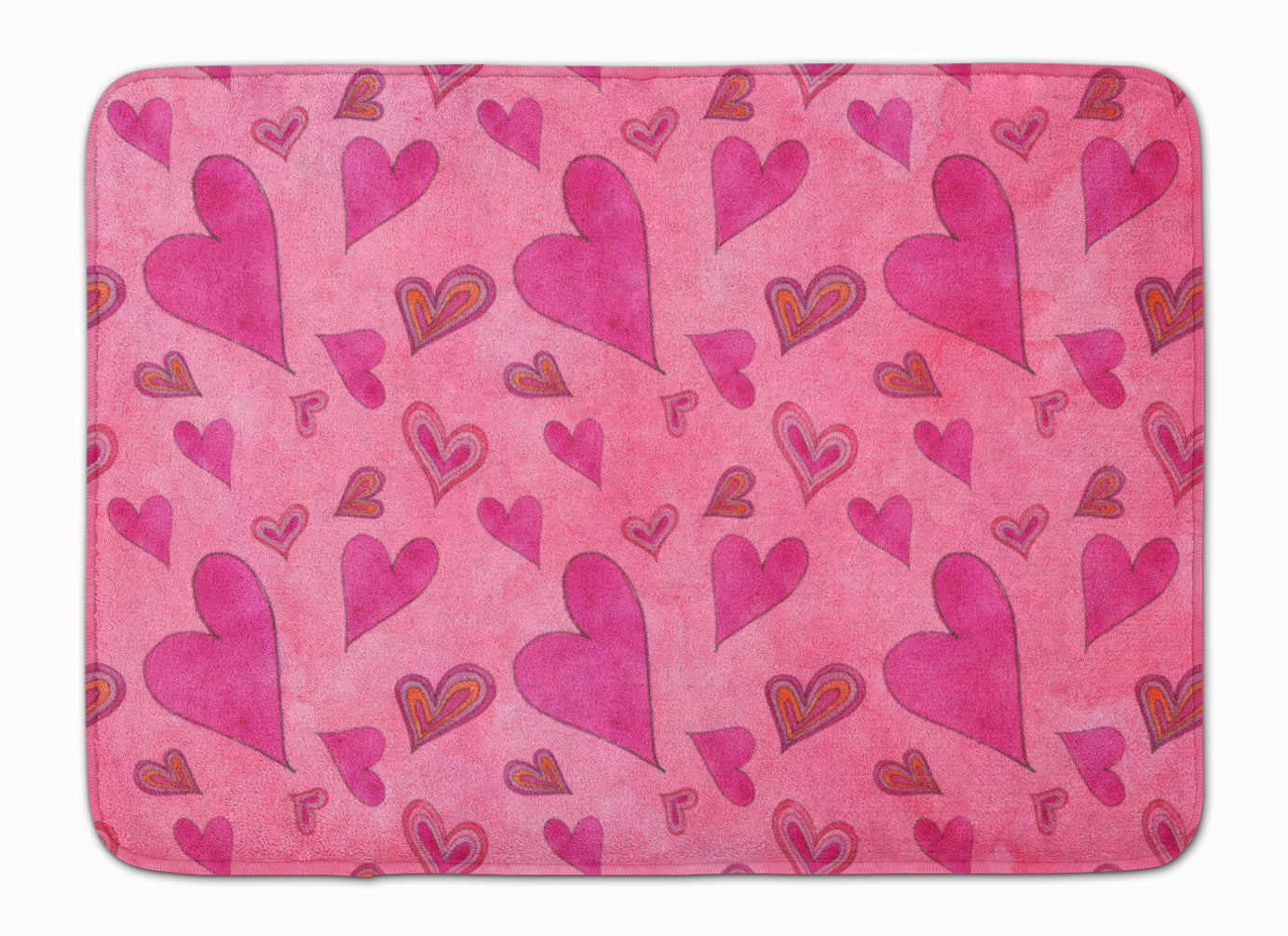 Watercolor Love and Hearts Machine Washable Memory Foam Mat BB7550RUG - the-store.com