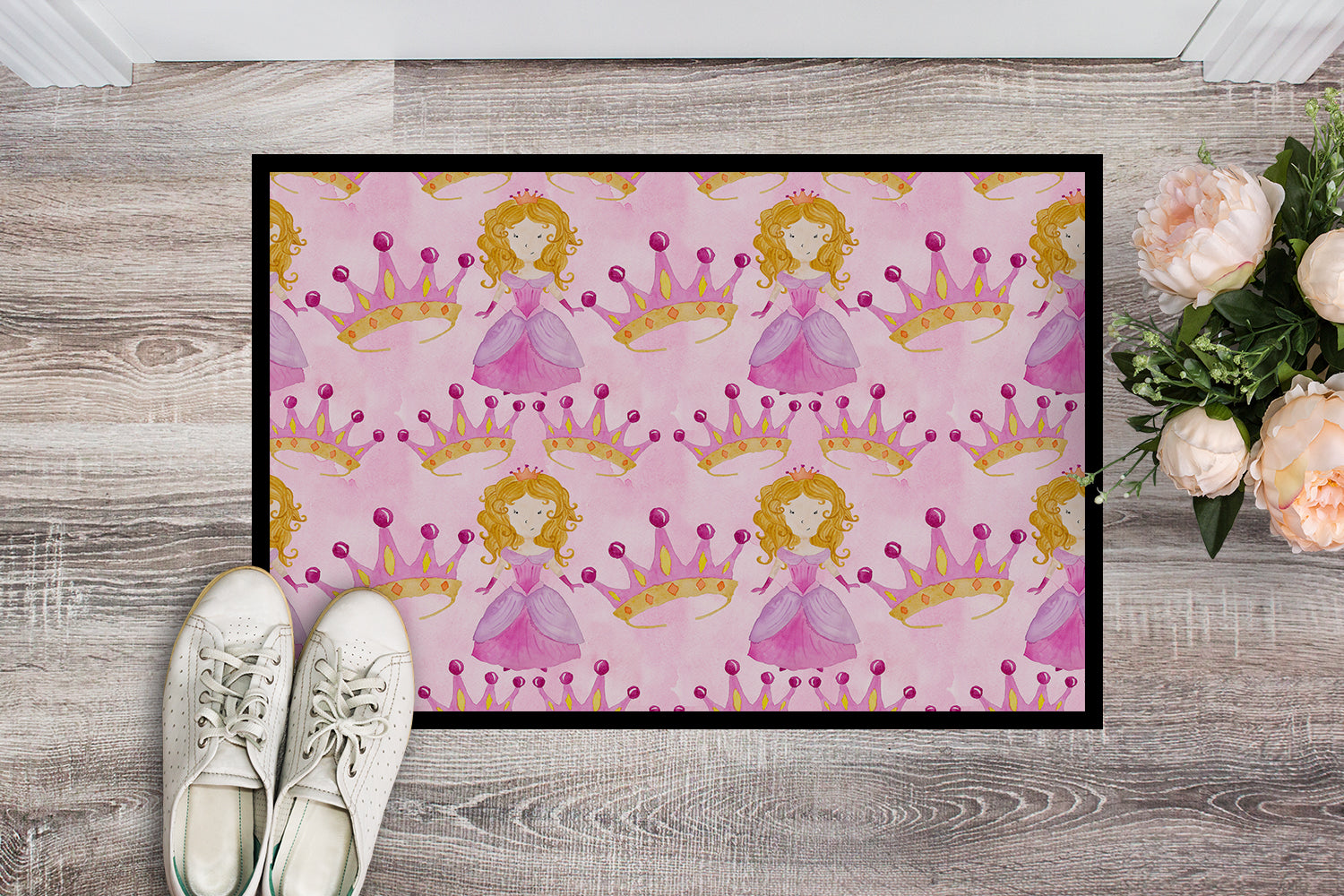 Watercolor Princess and Crown Indoor or Outdoor Mat 18x27 BB7551MAT - the-store.com