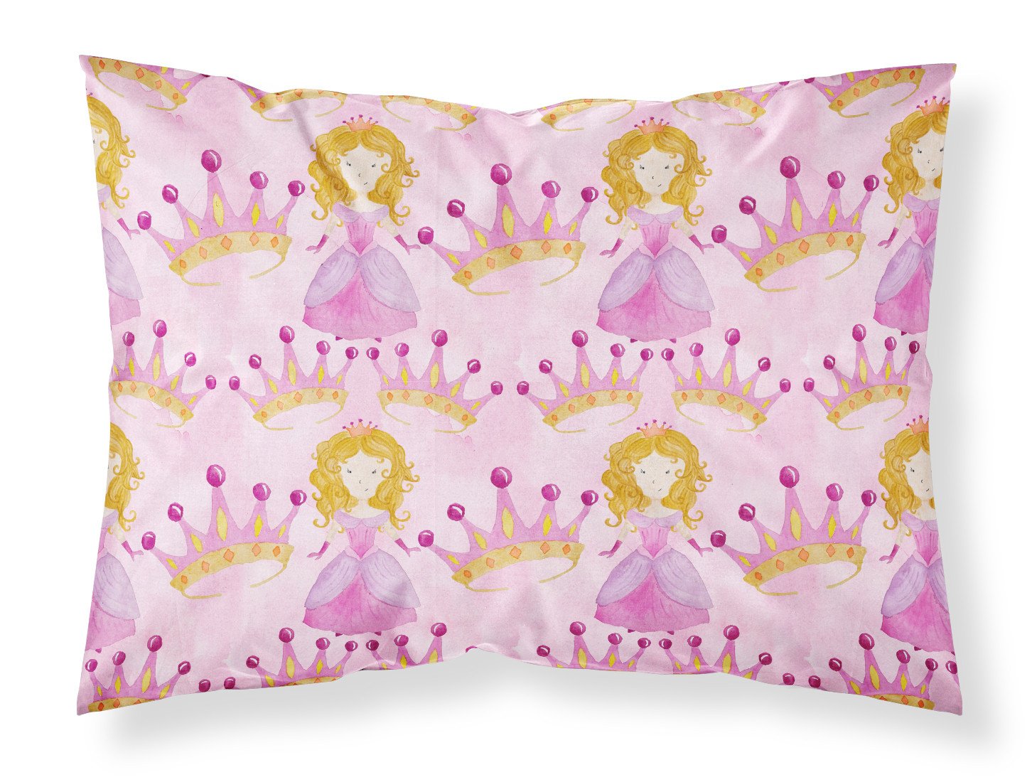 Watercolor Princess and Crown Fabric Standard Pillowcase BB7551PILLOWCASE by Caroline's Treasures