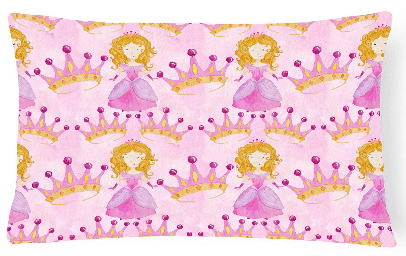Watercolor Princess and Crown Canvas Fabric Decorative Pillow BB7551PW1216 by Caroline's Treasures
