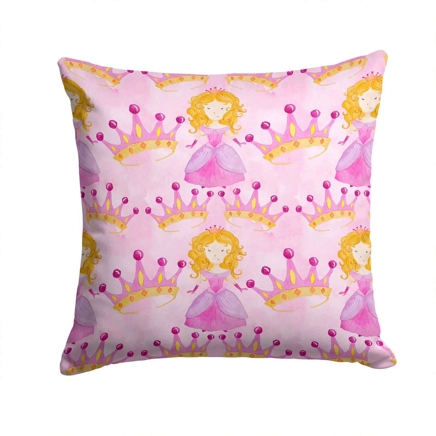 Watercolor Princess and Crown Fabric Decorative Pillow BB7551PW1414 - the-store.com