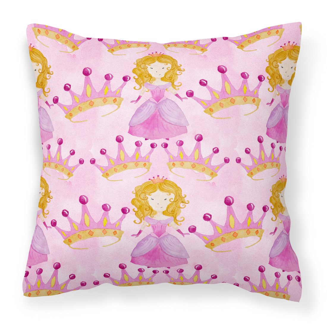 Watercolor Princess and Crown Fabric Decorative Pillow BB7551PW1818 by Caroline's Treasures