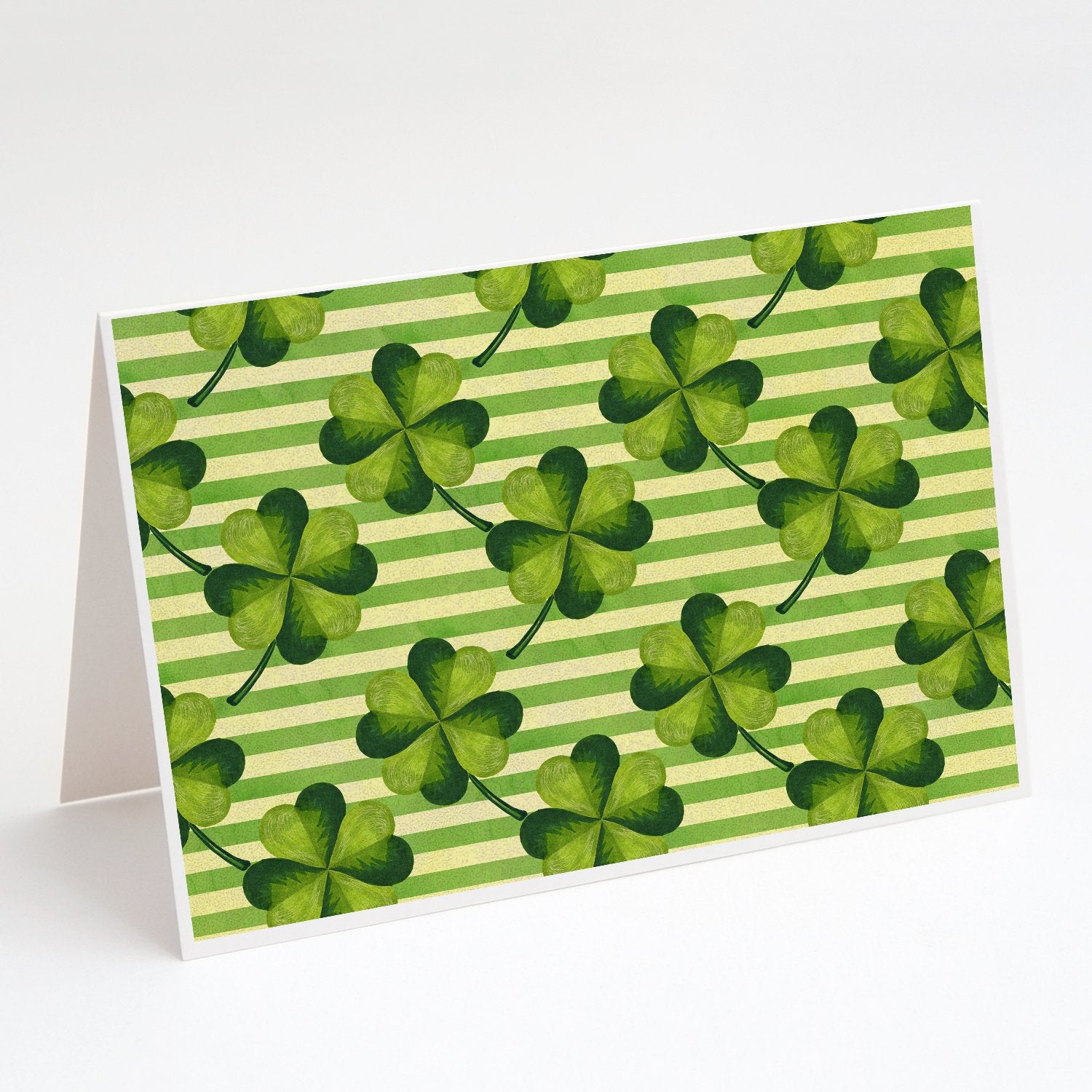 Buy this Watercolor Shamrock Stripes Greeting Cards and Envelopes Pack of 8