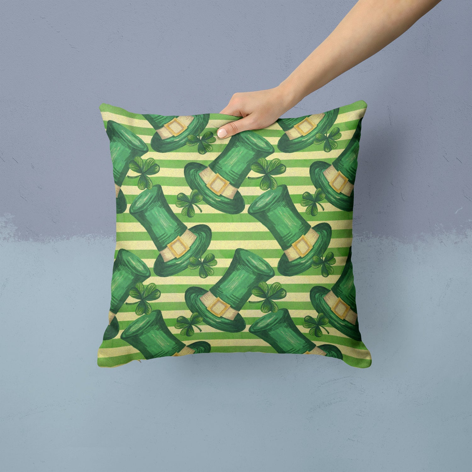 Watercolor St Patrick's Day Leprechan Hat Fabric Decorative Pillow BB7558PW1414 - the-store.com