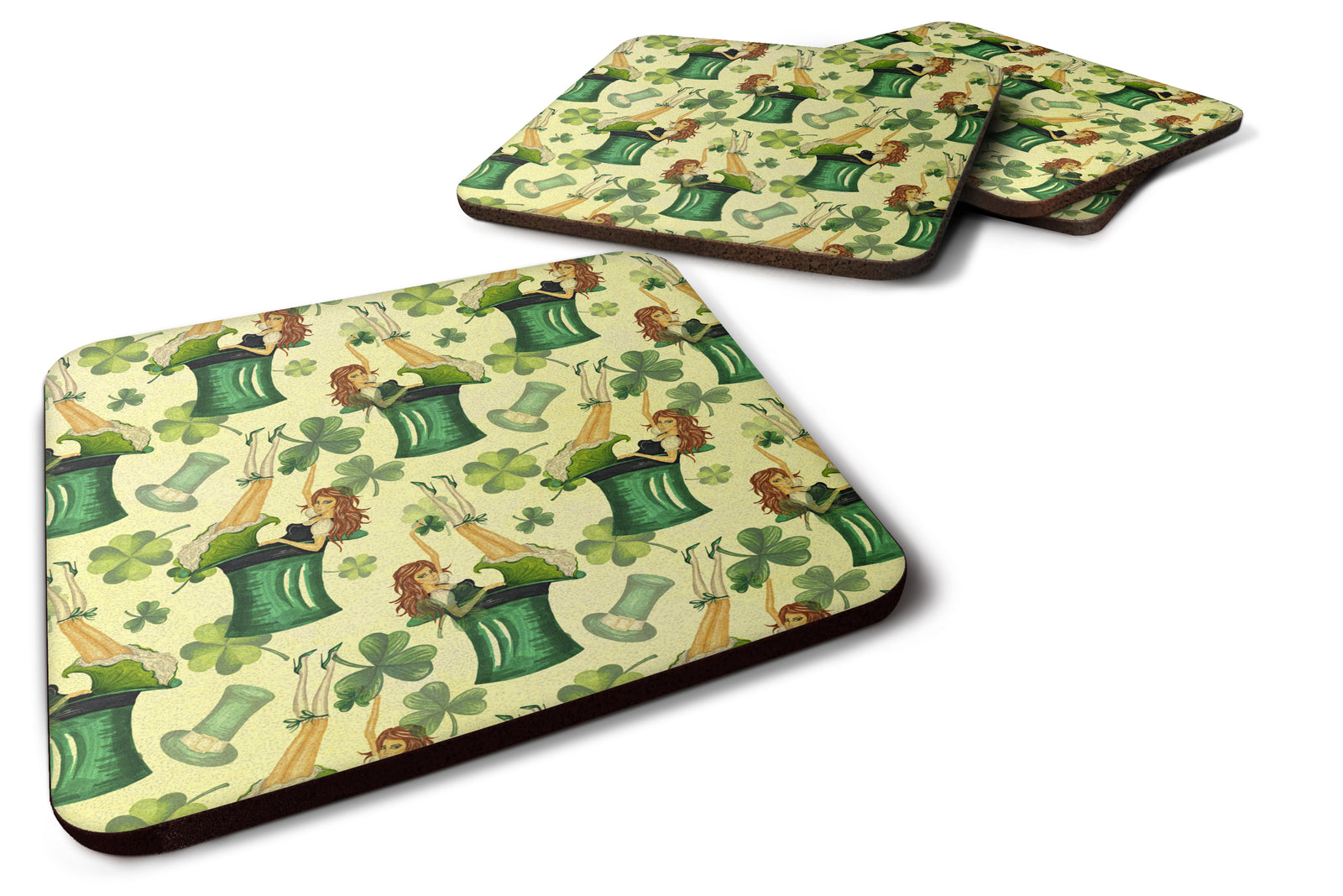 Watercolor St Patrick's Day Party Foam Coaster Set of 4 BB7559FC - the-store.com