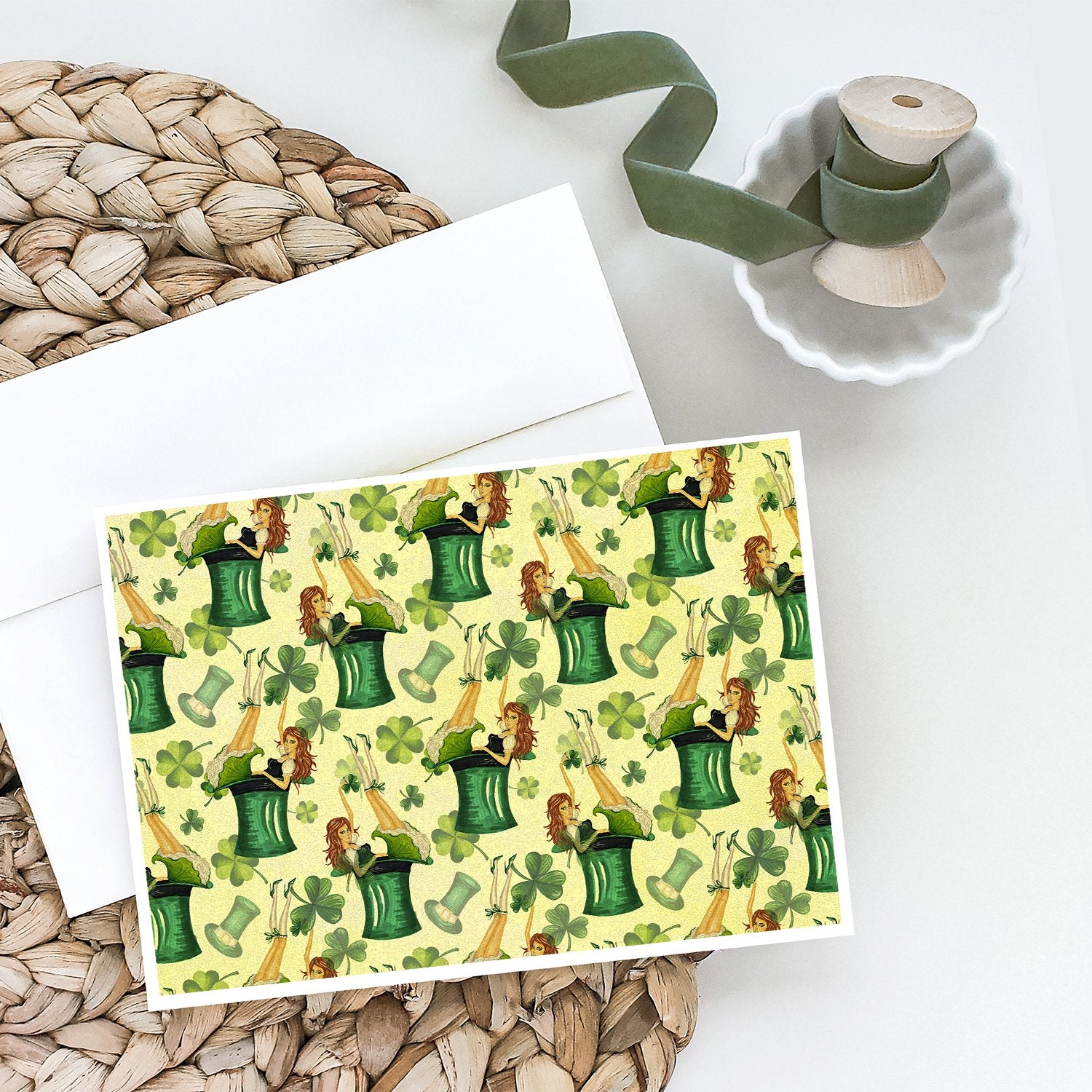 Watercolor St Patrick's Day Party Greeting Cards and Envelopes Pack of 8 - the-store.com