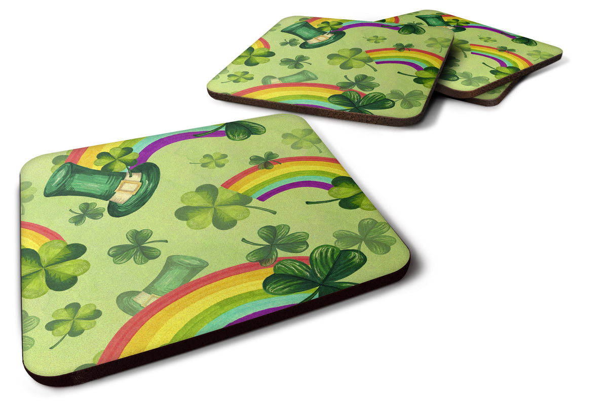 Watercolor St Patrick&#39;s Day Lucky Leprechan Foam Coaster Set of 4 BB7560FC - the-store.com