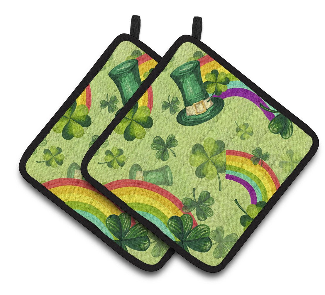 Watercolor St Patrick's Day Lucky Leprechan Pair of Pot Holders BB7560PTHD by Caroline's Treasures
