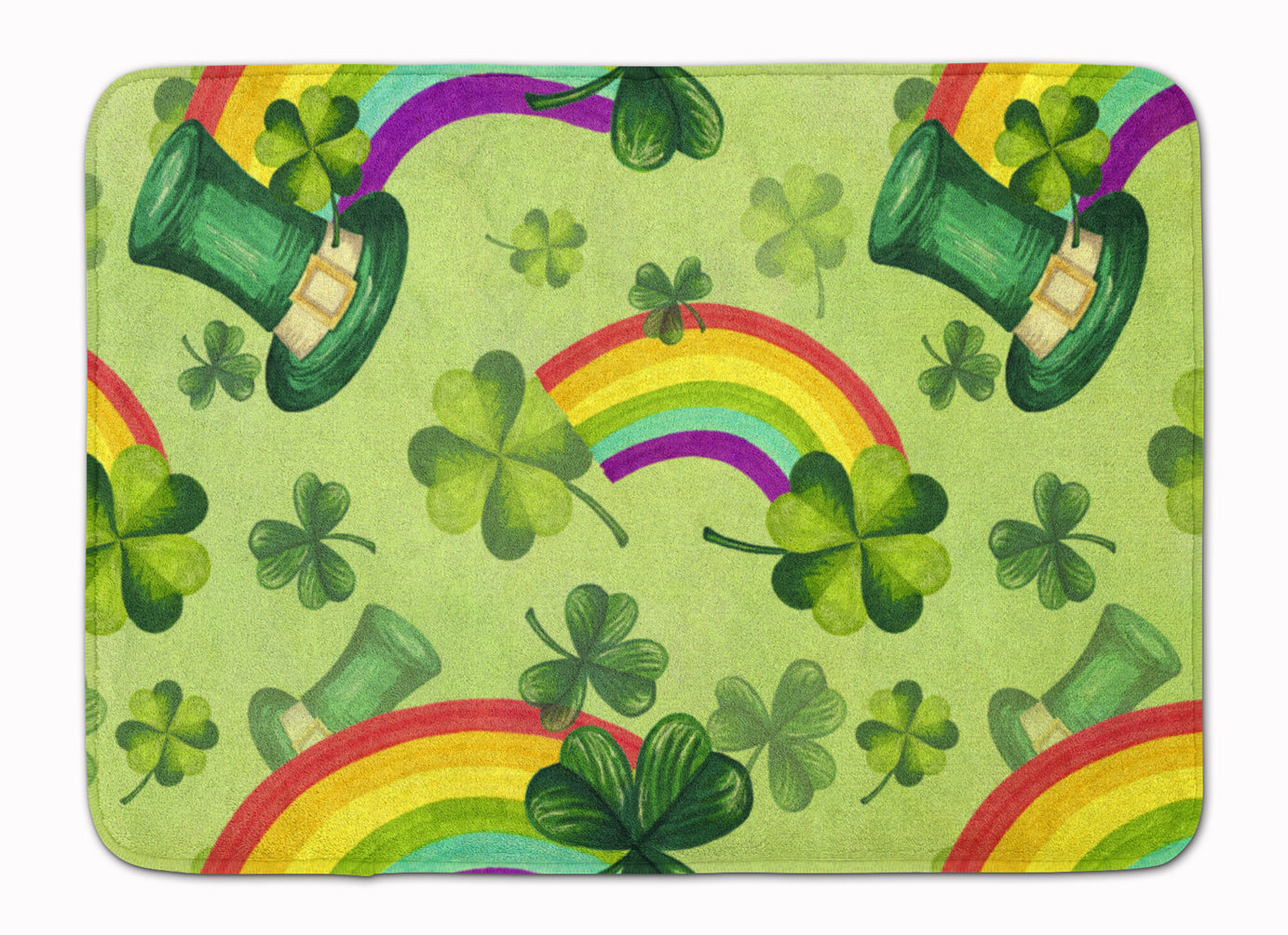 Watercolor St Patrick's Day Lucky Leprechan Machine Washable Memory Foam Mat BB7560RUG - the-store.com