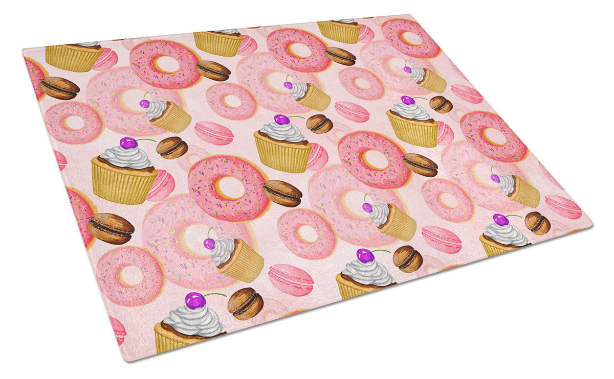 Caroline's Treasures Watercolor Sweet Pastries Glass Cutting Boards – Durable, Decorative Kitchen Art Large BB7562LCB