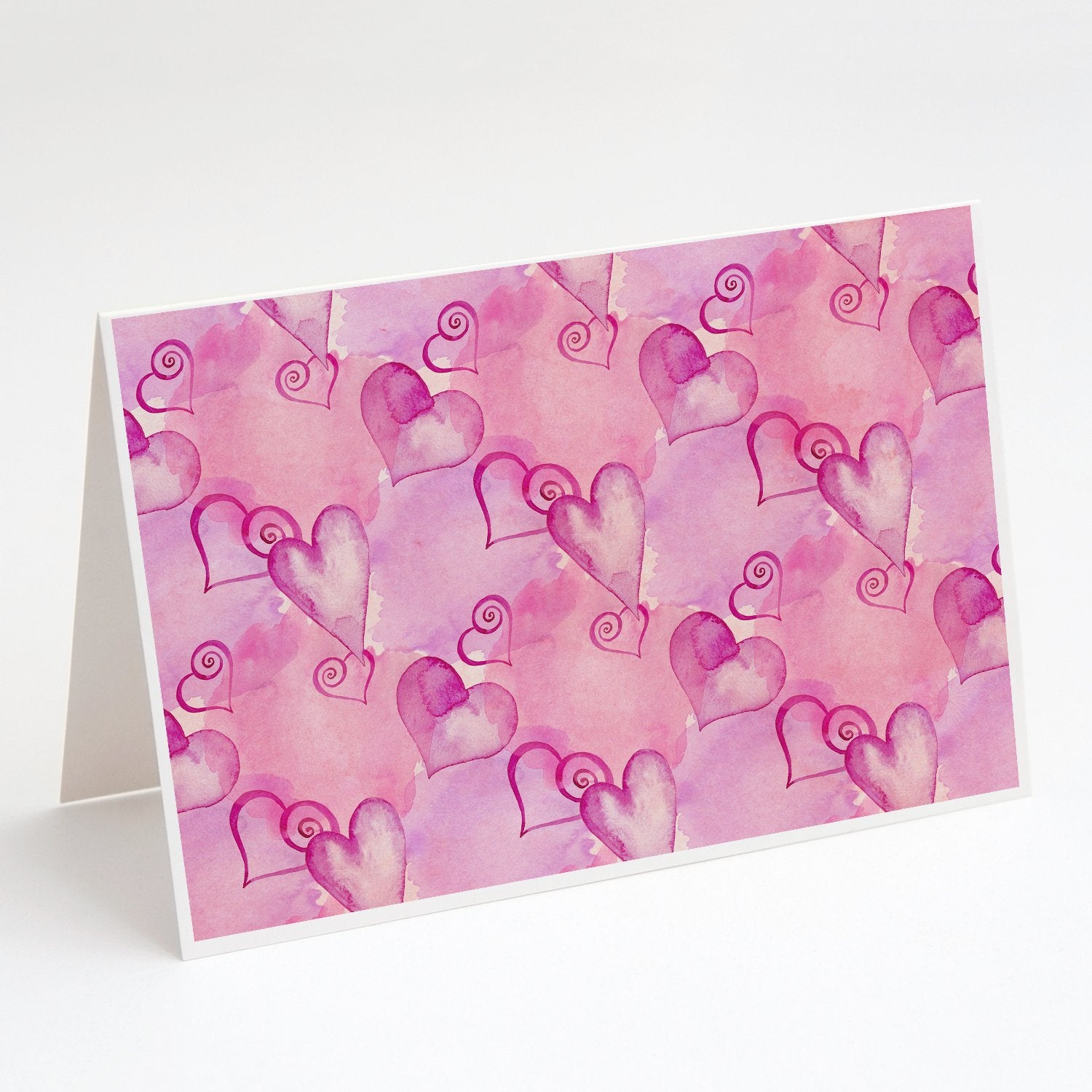 Buy this Watercolor Hot Pink Hearts Greeting Cards and Envelopes Pack of 8