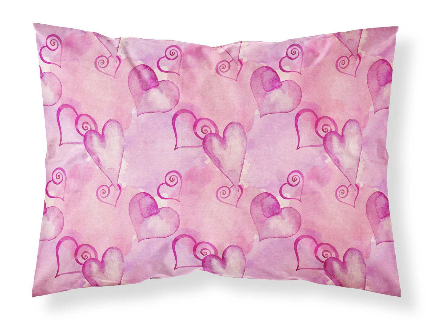 Watercolor Hot Pink Hearts Fabric Standard Pillowcase BB7564PILLOWCASE by Caroline's Treasures