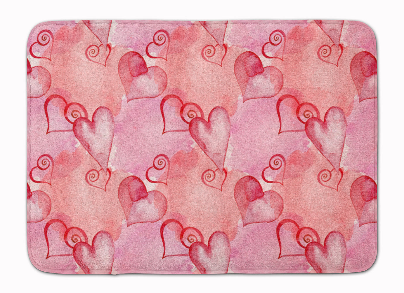 Watercolor Red Hearts Machine Washable Memory Foam Mat BB7565RUG - the-store.com