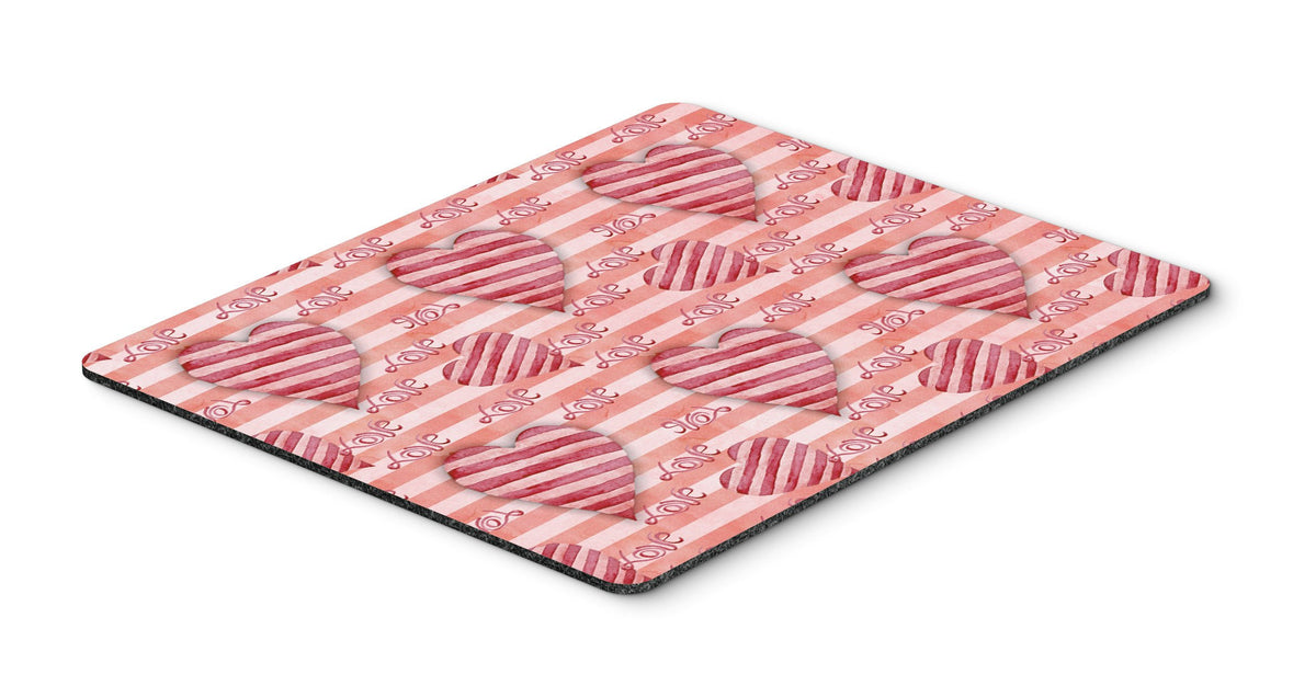 Watercolor Red Striped Hearts Mouse Pad, Hot Pad or Trivet BB7567MP by Caroline&#39;s Treasures