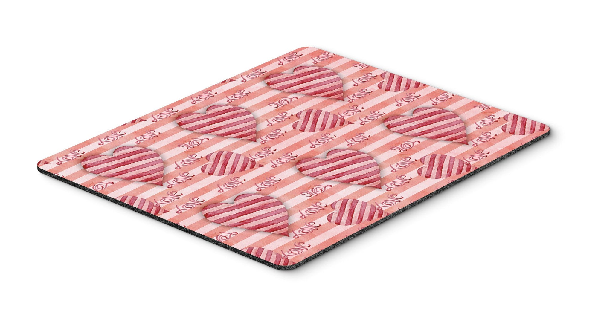Watercolor Red Striped Hearts Mouse Pad, Hot Pad or Trivet BB7567MP by Caroline's Treasures