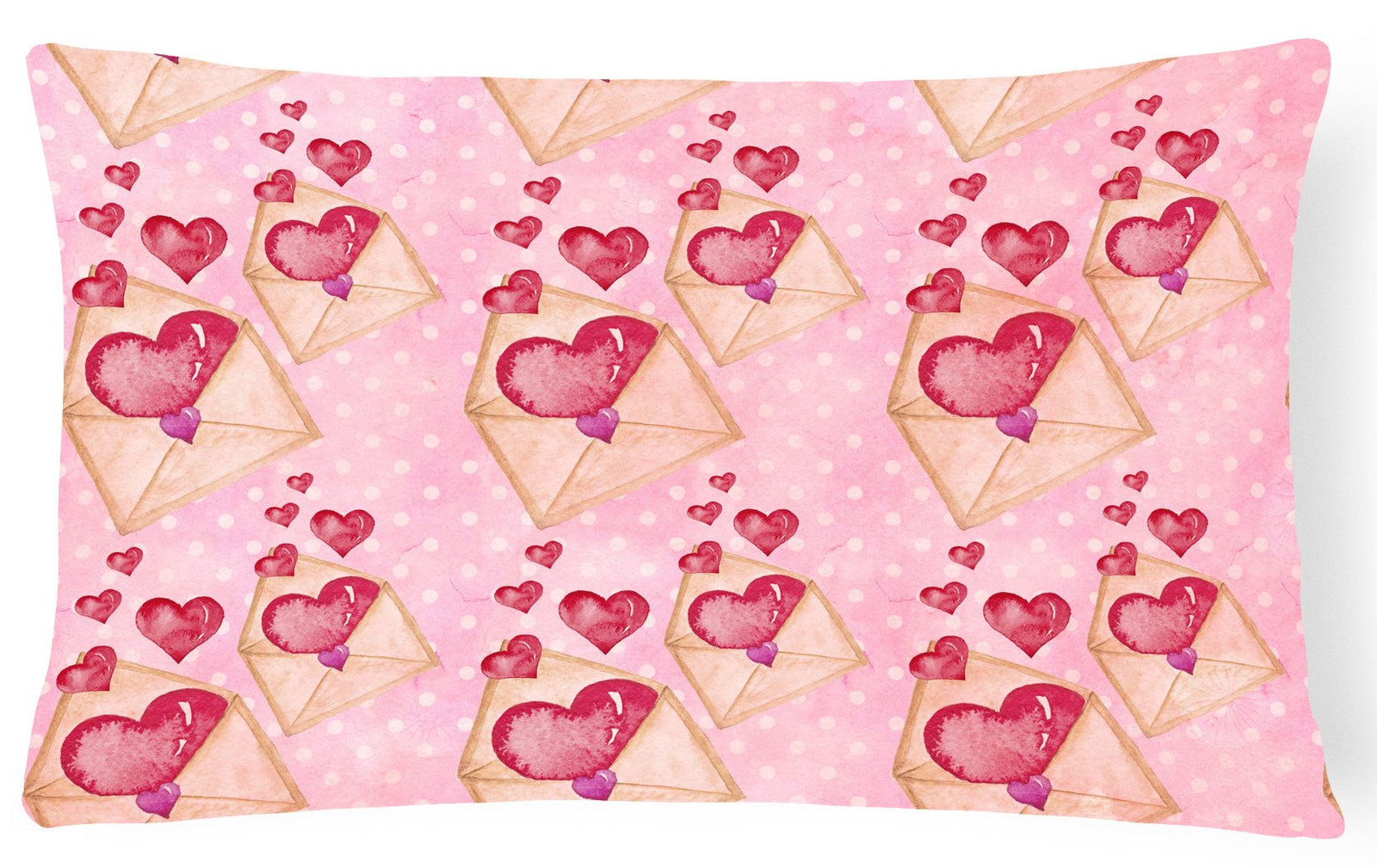 Caroline's Treasures Watercolor Pink Love Letter Canvas Fabric Decorative Pillow BB7568PW1216