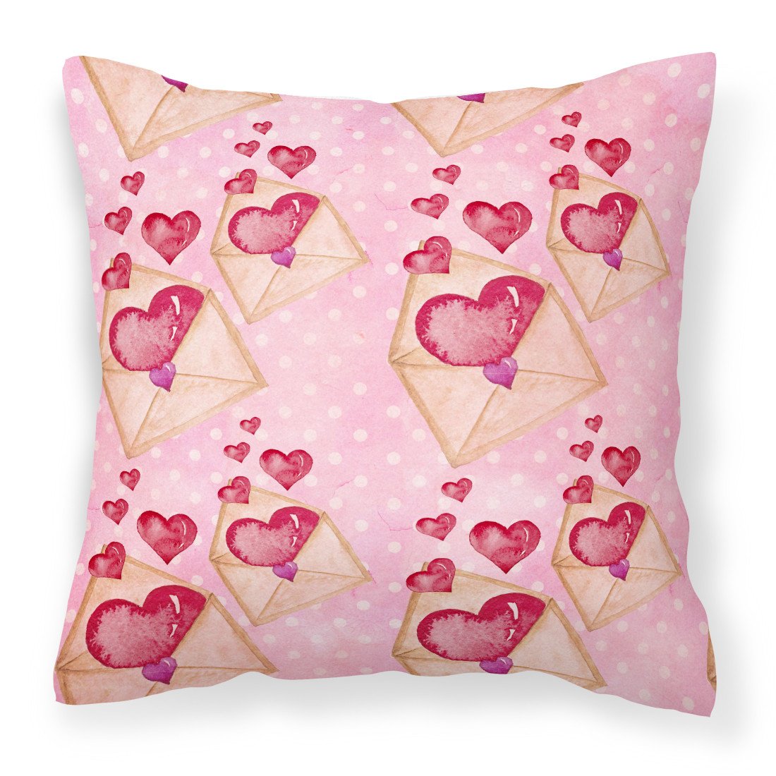 Watercolor Pink Love Letter Fabric Decorative Pillow BB7568PW1818 by Caroline&#39;s Treasures