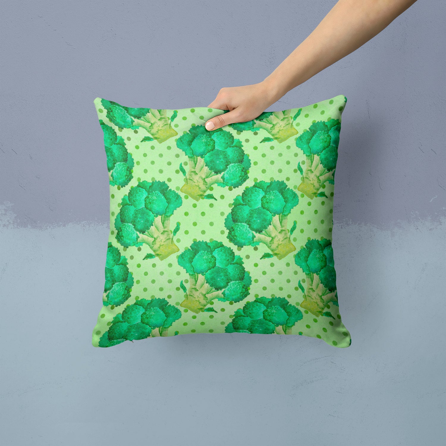 Watercolor Broccoli Fabric Decorative Pillow BB7570PW1414 - the-store.com