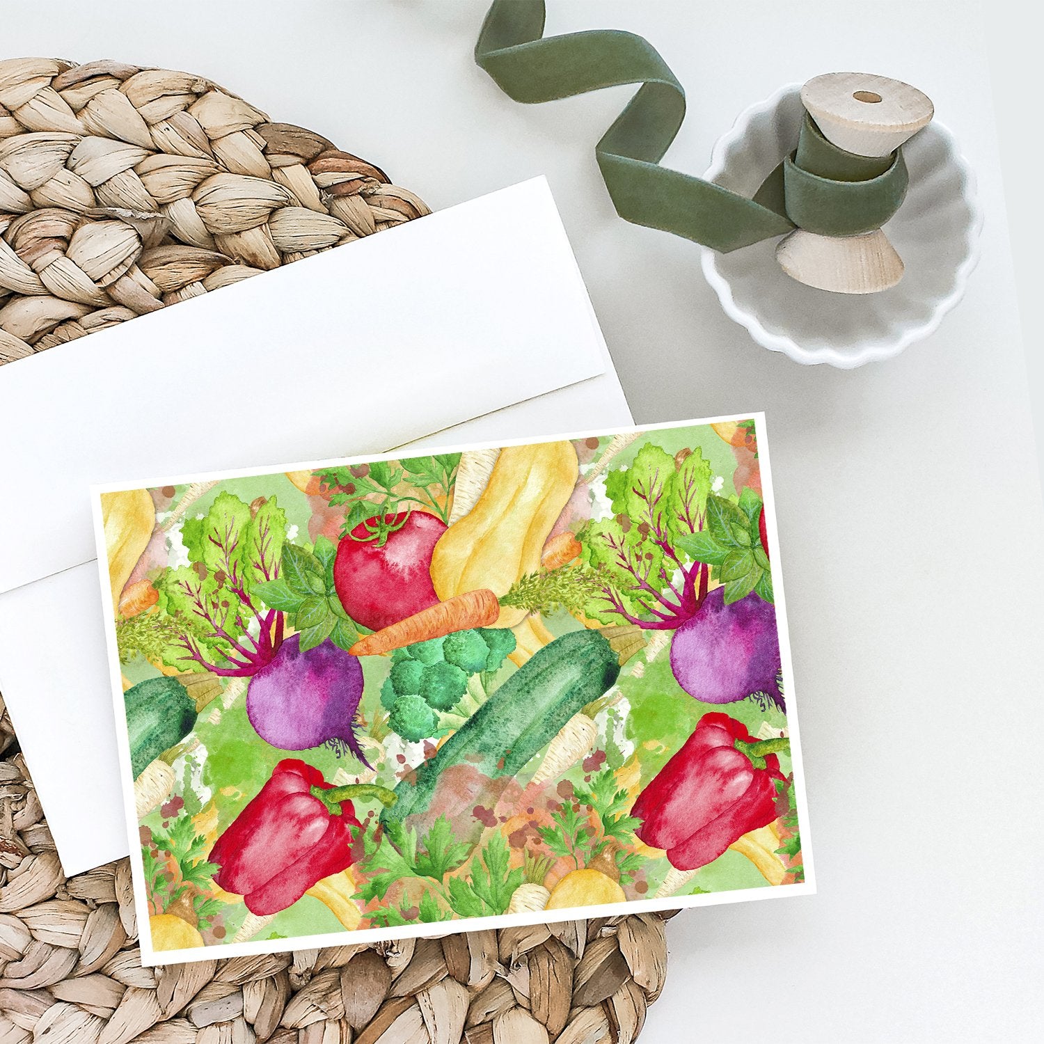 Watercolor Vegetables Farm to Table Greeting Cards and Envelopes Pack of 8 - the-store.com