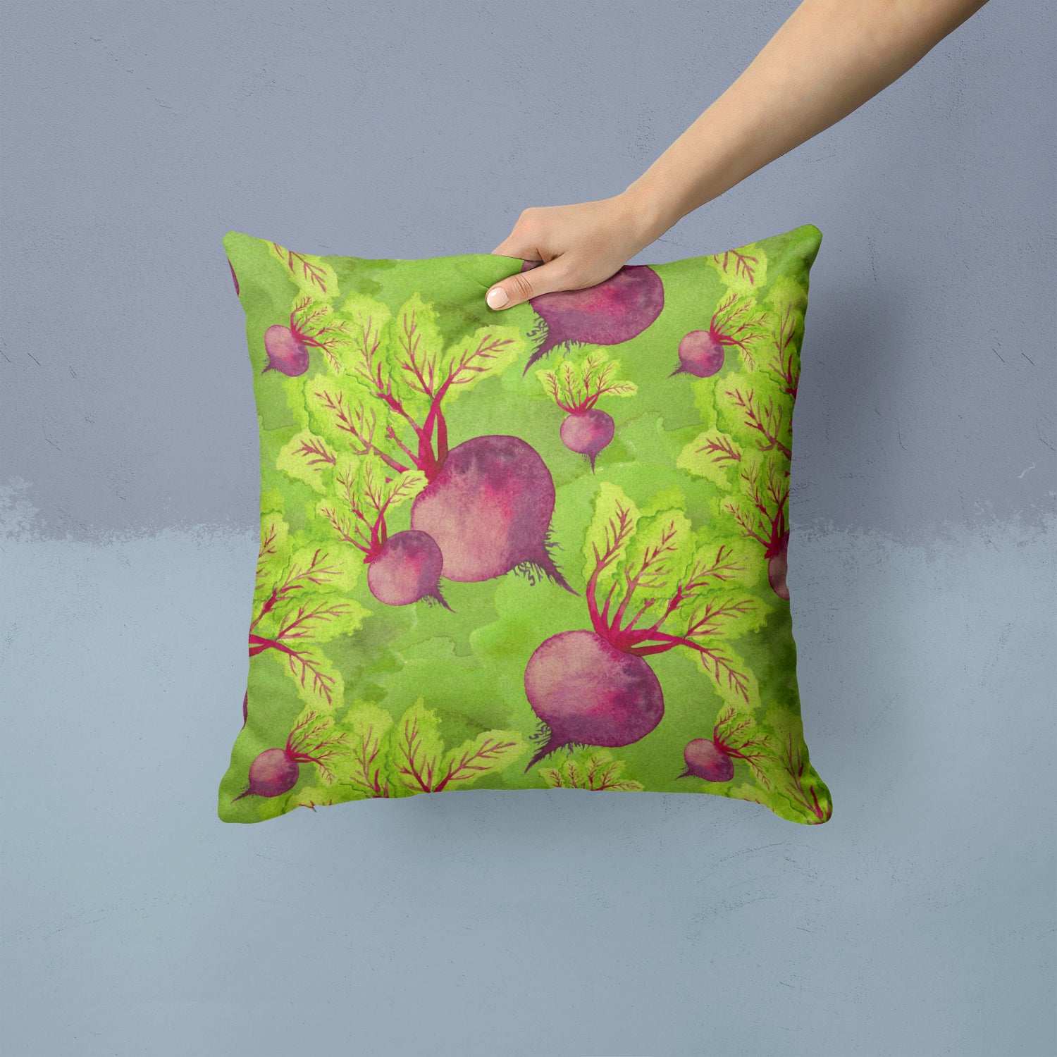 Watercolor Raddishes Fabric Decorative Pillow BB7574PW1414 - the-store.com