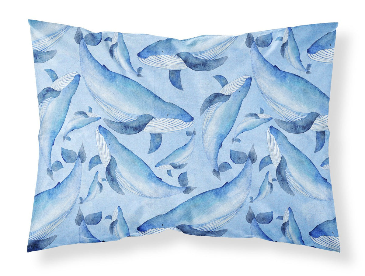 Watercolor Nautical Whales Fabric Standard Pillowcase BB7575PILLOWCASE by Caroline&#39;s Treasures