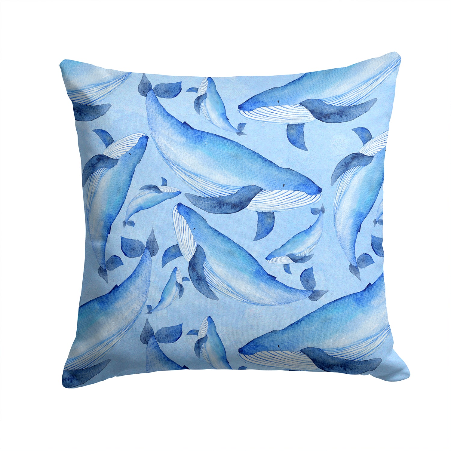 Watercolor Nautical Whales Fabric Decorative Pillow BB7575PW1414 - the-store.com